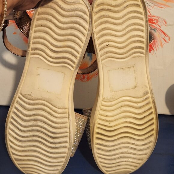 Women's size 9 JUICY COUTURE bronze shimmery and jeweled ankle strap sandals - Picture 9 of 9